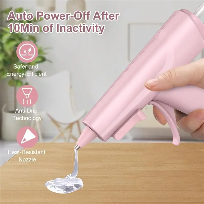 Cordless Type-C Rechargeable Hot Glue Gun, 2600Mah Battery Powered, With 20Pcs Glue Sticks, Ideal For School Crafts DIY B-B51B