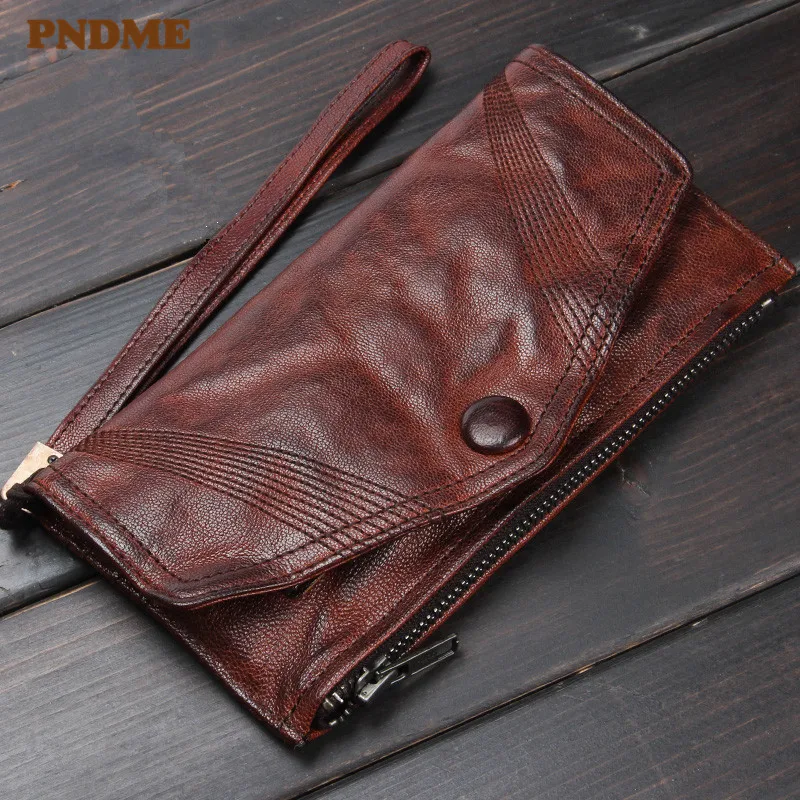 Mode Vintage Natur Echt leder Falten Männer Frauen Clutch Brieftasche Designer Luxus Veranstalter echte Rindsleder Telefon Geldbörse