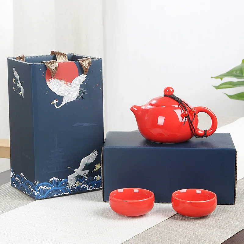 Chinese Kung Fu Travel Tea Set Ceramic Portable Teapot Porcelain Teaset Gaiwan 4 Tea Cups with Travel Bag Tea Accessories