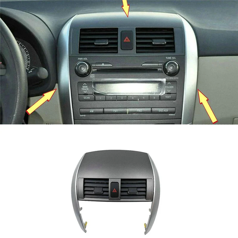 1Set Car Center Dash Air Vent Grille Panel+Trim Strip for Toyota Corolla 2007-2013 Air A/C Outlet Trim Cover 55670-02160