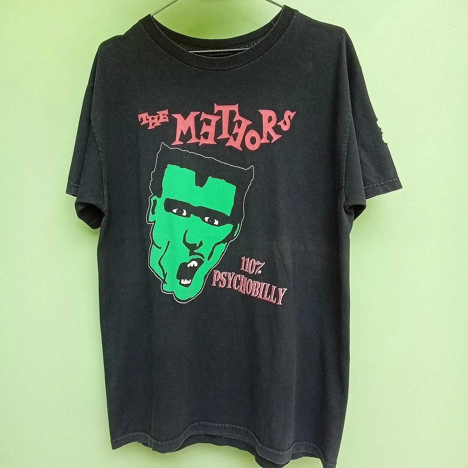 The Meteors 110% Psychobilly black short sleeve Remake T shirt basic