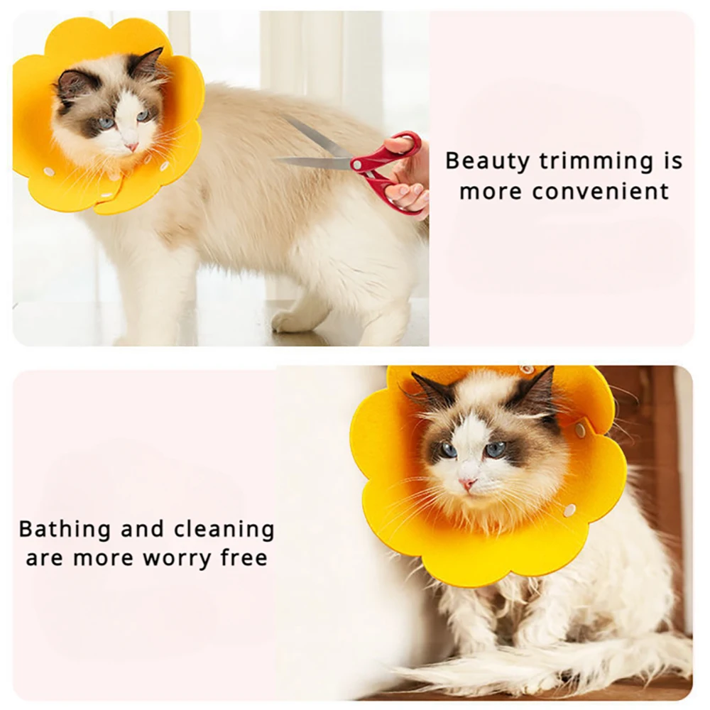 Cat Elizabeth Ring Felt Sunflower Collar Pet Medical Postoperative Anti licking Head Cover sterilization Pet Supplies