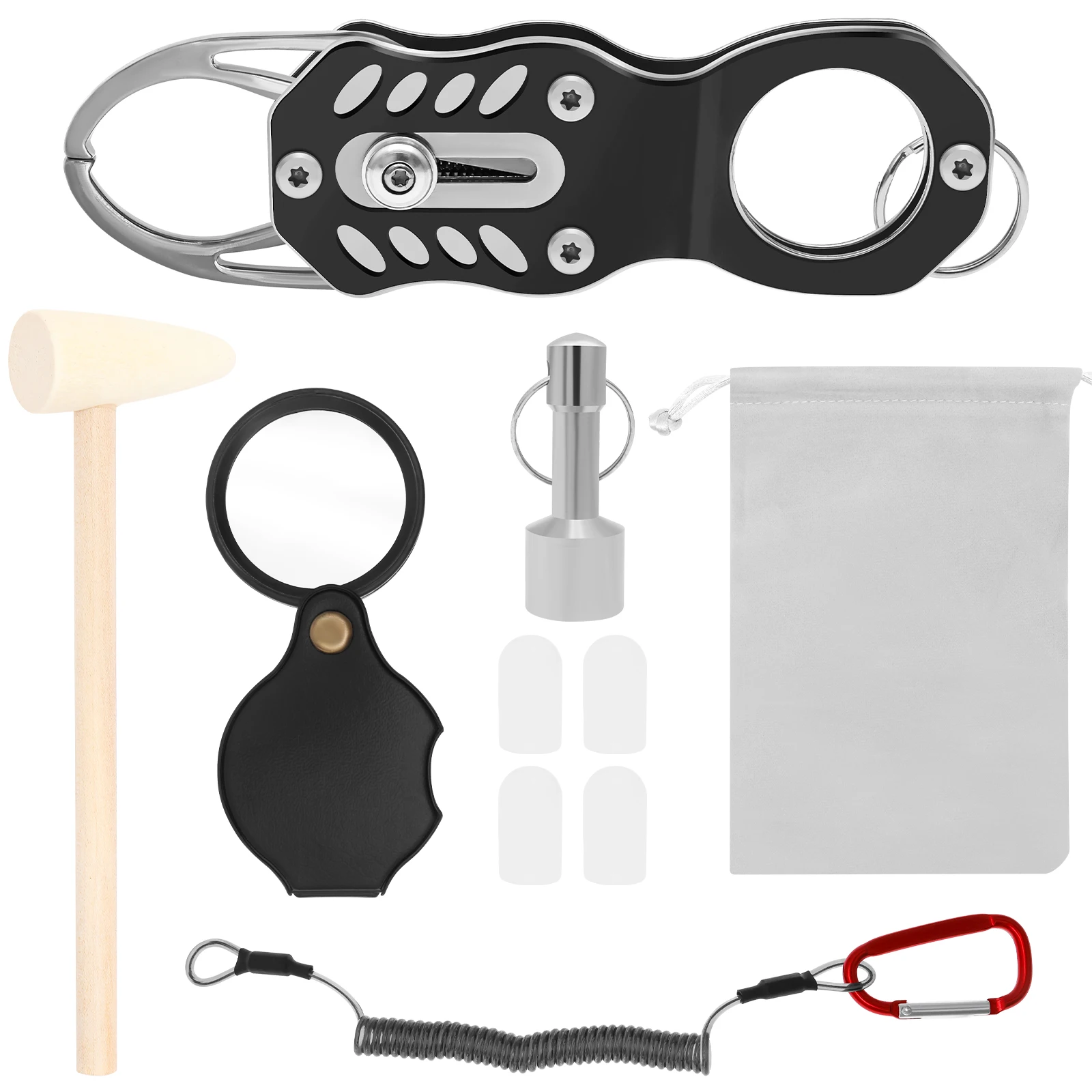 Pocket Pinger Tester Kit Portable Gold and Silver Change Ping Resonance Testing Tool with Hammer and Magnifying Glass