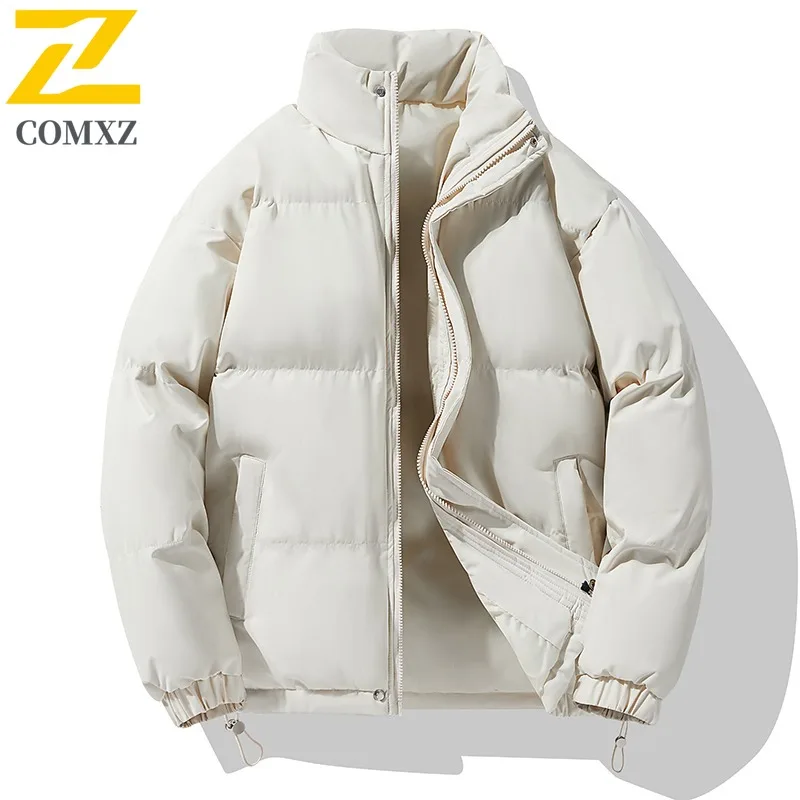 COMXZ عبر الحدود رائجة البيع القطن الرجال شتاء دافئ سميكة زوجين مبطن فضفاض حجم كبير الصلبة الوقوف طوق معطف مبطن