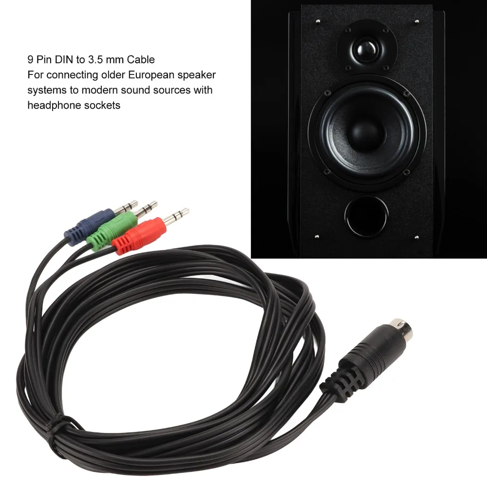 9 Pin Mini DIN 9 Pin to 3.5mm Cable Plug and Play 1.8m/5.9ft Sound Adapter Cord Flexible DIN to 3 Cable Music Instrument