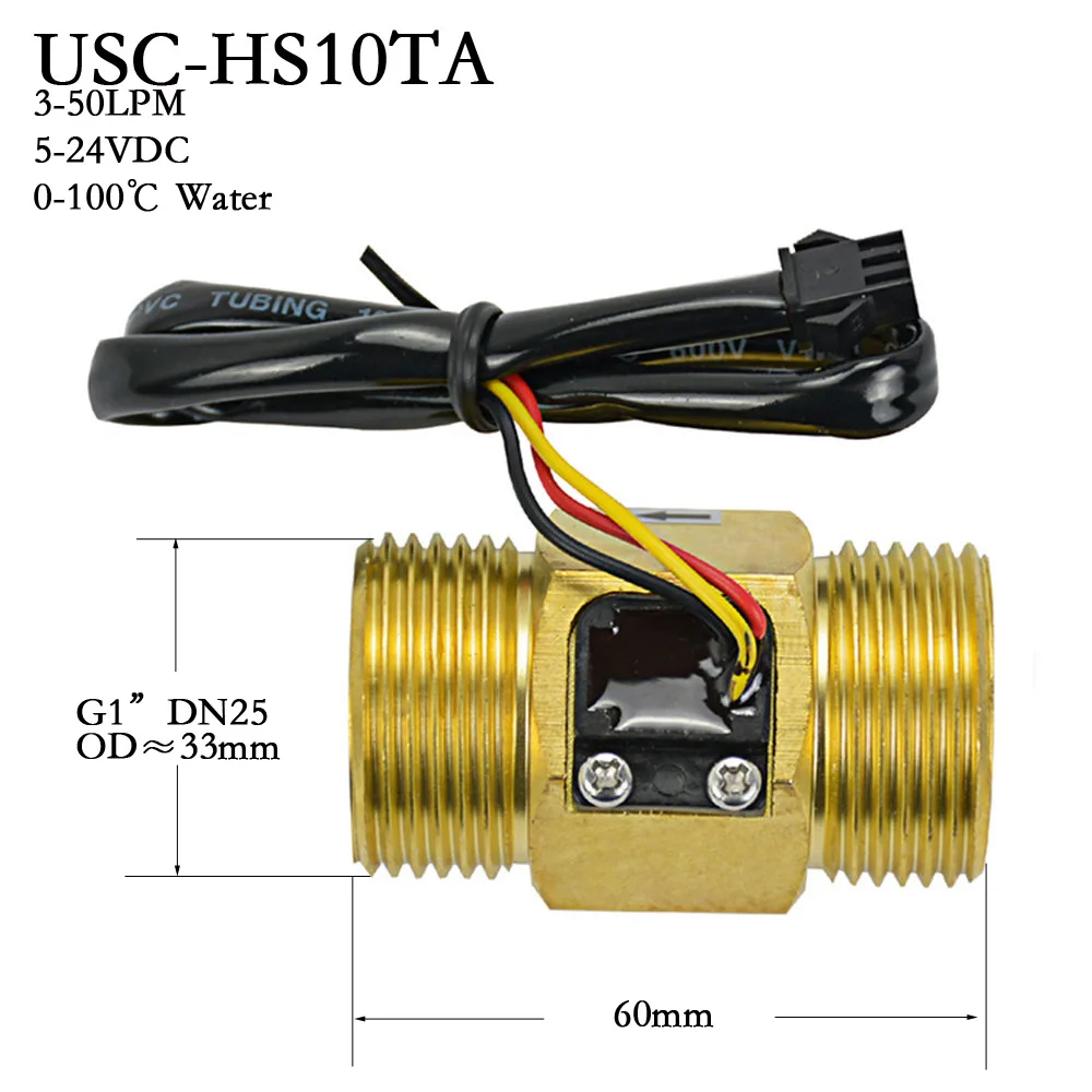 Brass/Alloy Shell Home Assistant Wifi Flow Kit Multiple Sizes Optional Flow Measurement Hall Water Flow Sensor Turbine Flowmeter