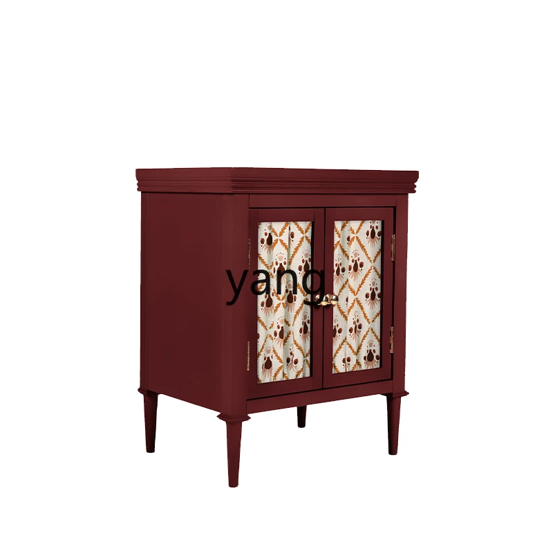 

LTT retro solid wood bedside table bedroom bedside shelf French small apartment household bedside table