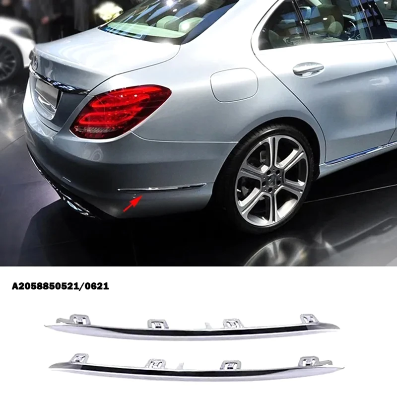 Spoiler traseiro do amortecedor do bordo do cromo, jogo da guarnição para Mercedes Benz C-classe W205 C180 C200 C250 C63AMG A2058850521 A2058850621