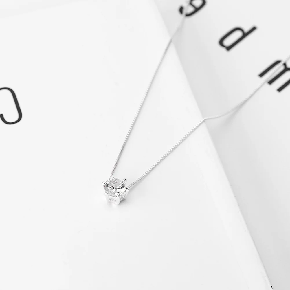 بسيطة جولة الزركون قلادة لامعة العصرية دائم ارتداء مثالية عيد ميلاد الزفاف هدية مجوهرات واحدة الزركون قلادة #1