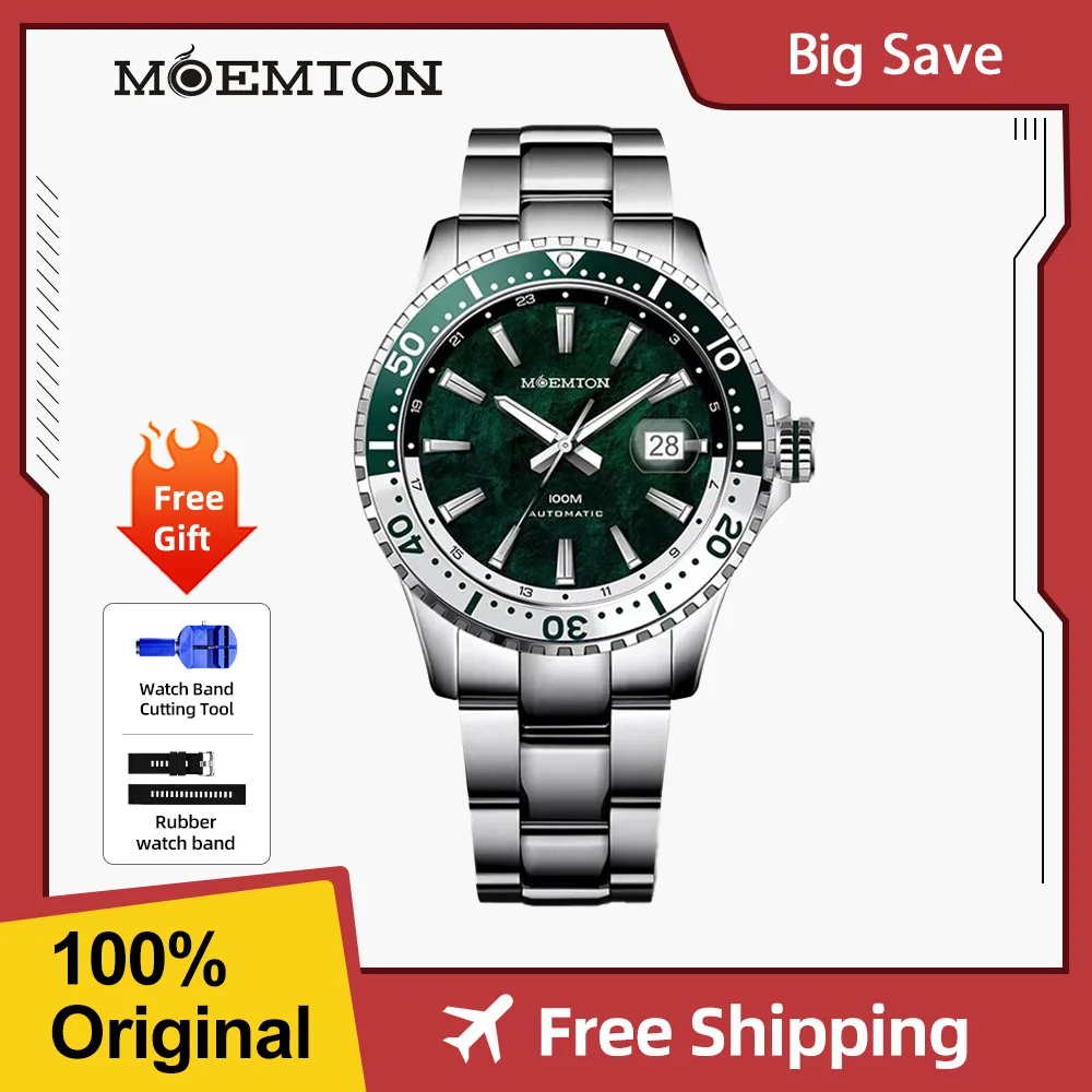 

MOEMTON Men watch Luminous Automatic Mechanical watch 10bar waterproof sports watch Luxury Sapphire Dive Watches