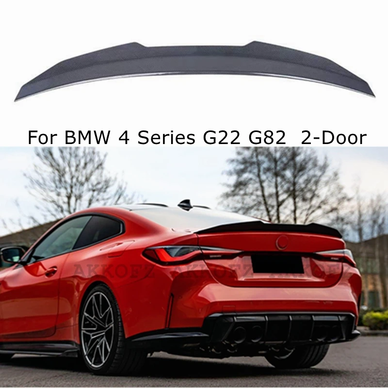 

For BMW 4 Series G22 G82 430i 2-Door PSM Style Carbon fiber Rear Spoiler Trunk wing 2020-2022 FRP Glossy black Forged carbon