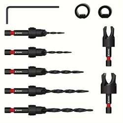 EZARC 10PCS Countersink Drill Bits for Woodworking, Tapered Drill Bits with 1/4