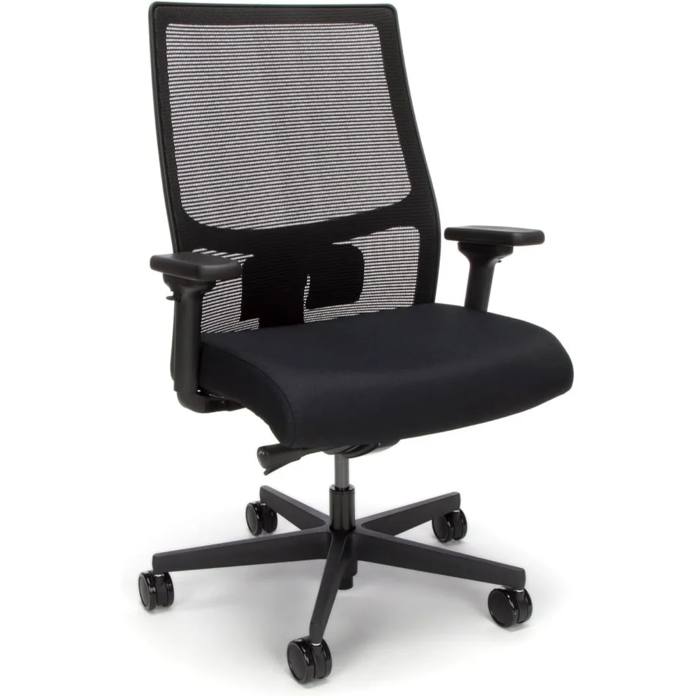 Cadeira Ergonômica de Escritório, Inclinação Ajustável, Rodas Giratórias, Confortável para Longas Horas, Casa, Mesa, 2.0