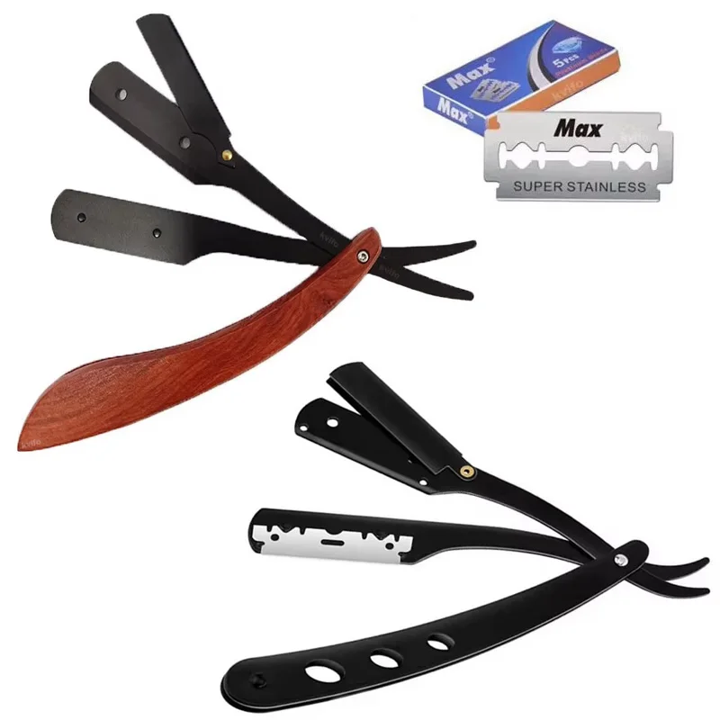 Männer Professionelle Barber Razor Manuelle Rasierer Gerade Kante Holz/metall Griff Rasierer Klapp Rasieren Rasur Mit Klinge
