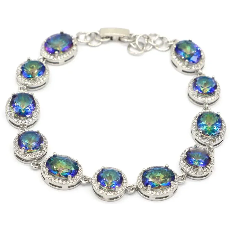 

16g 925 SOLID STERLING SILVER Customized BRACELET Fire Rainbow Violet Topaz Changing Alexandrite Topaz Zultanitel Ladies Party 6