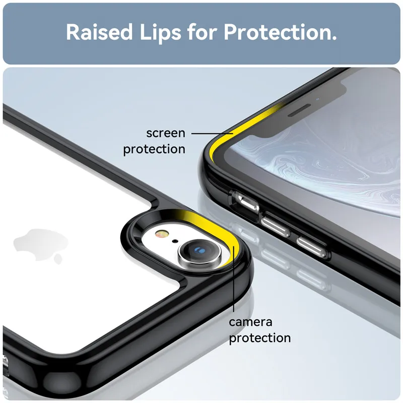 For iPhone XR Case iPhone X XR XS Max Cover Shockproof Colorful Soft Edge Silicone Transparent Bumper For iPhone XR 6.1 inch