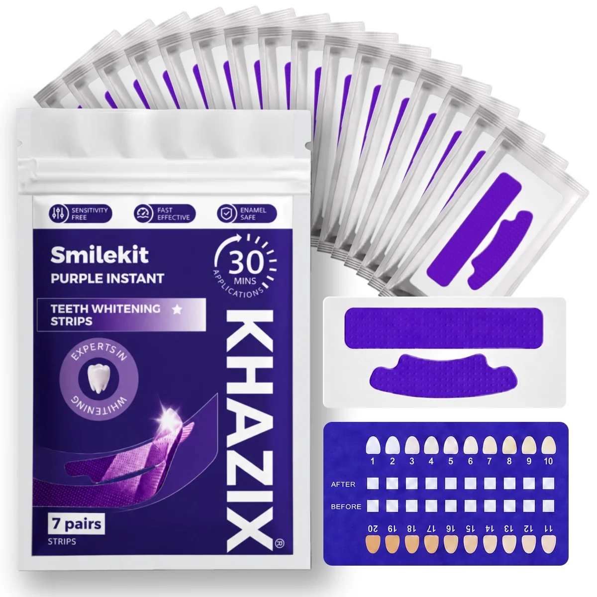 7 pairs Teeth Whitening Strips for Whiter-Looking Smile, Flexible Tooth Strips Easy to Apply for Daily Cosmetic Care
