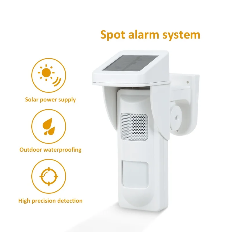 Wireless Solar Power Pet Immune 433Mhz  PIR Motion Detector For Home Security Alarm System With Two Remote Controller