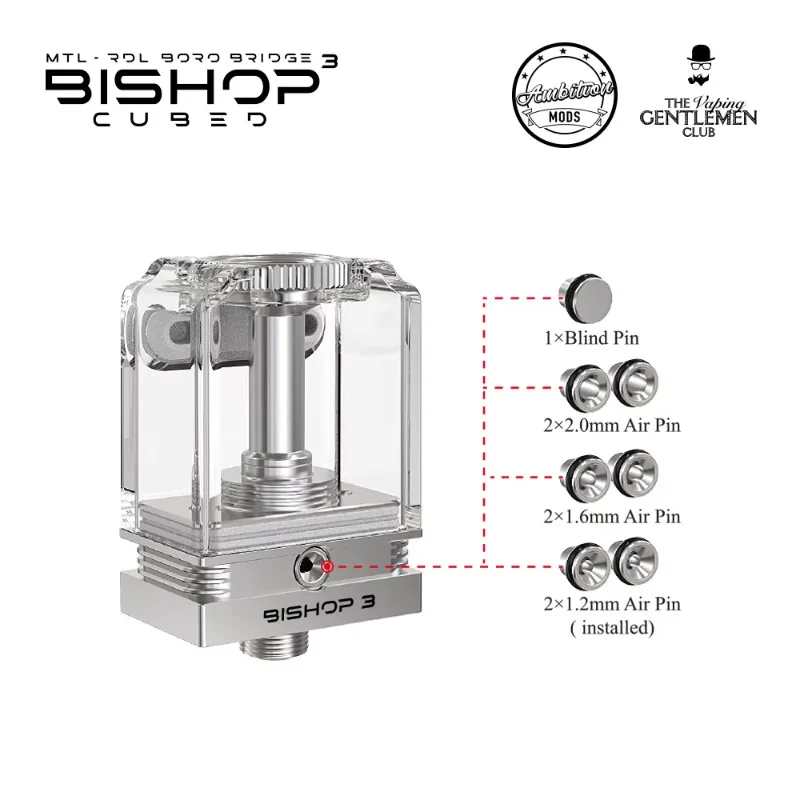 Ambition Mods Bishop 3 RBA MTL RDL Boro Bridge Bishop 3 Cubed E Cigarette Vape Tank Atomizer SS316 PCTG 510 Thread 5ml Tank replacement coil