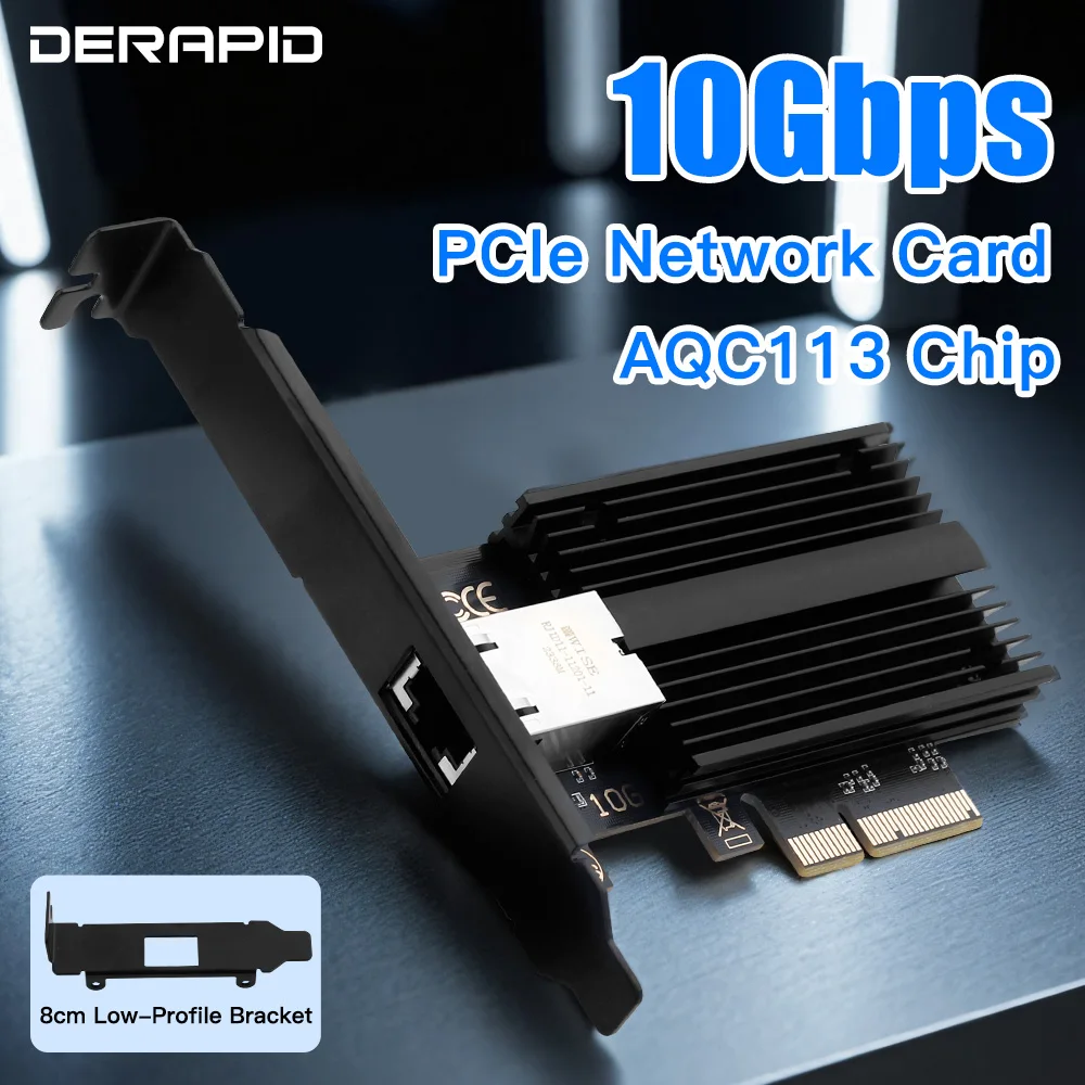 

10Gbps PCIe to RJ45 Network Card Marvell AQC113 10000Mbps Gigabit Ethernet PCI Express LAN Adapter for PC Desktop Win10/11