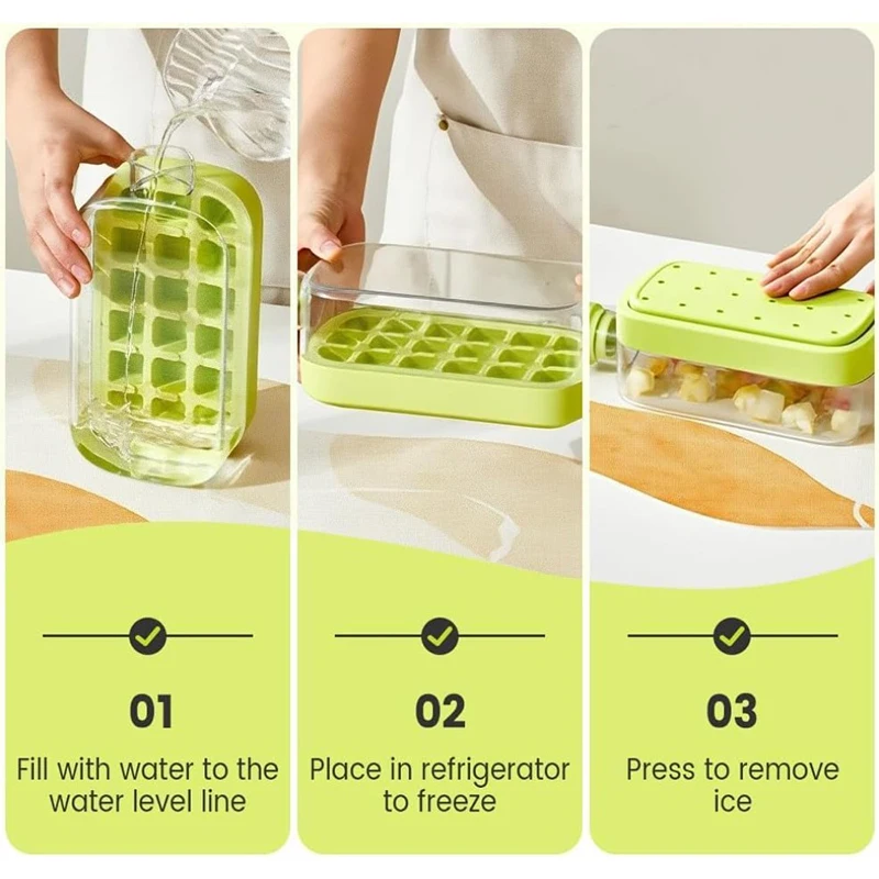 Ice Cube Tray Bottle With Lid No Touch No Spill Freezer Ice Tray With Straw Cable Tie Mold Reusable Food Grade Ices Maker Gadget - Image 5