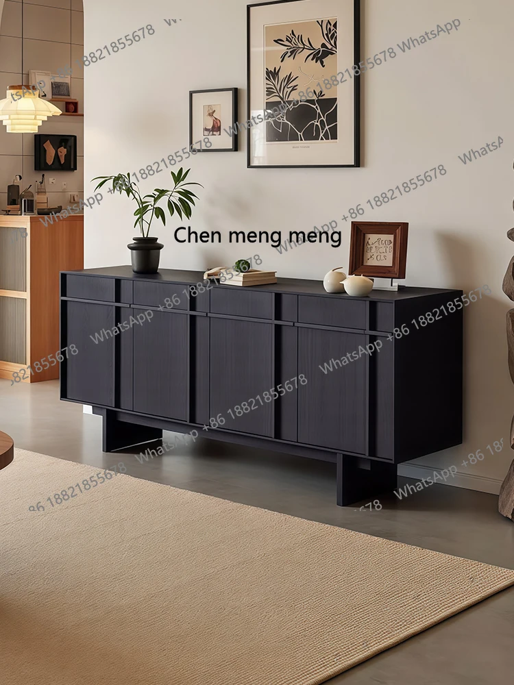 

Sideboard black solid wood high-end living room home wall storage entrance cabinet