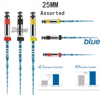 6 Piezas/1 Caja de Limas Rotatorias de Niti Azules de 25 mm para Conductos Radiculares, Limas Rotatorias Endodónticas R25/R40/R50, Instrumentos Endodónticos Dentales Activados por Calor