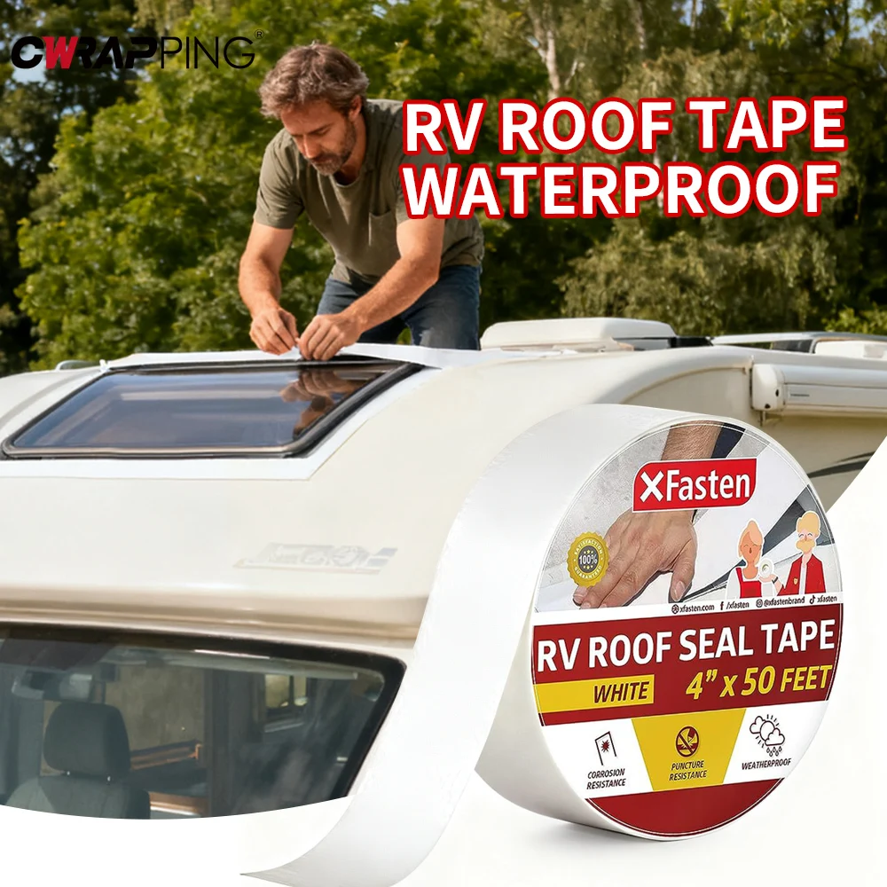 

RV Electrical System White Waterproof Tape Roof for Trailers and Photovoltaic Repair Heavy Conditioning Campervan Duty Leveling