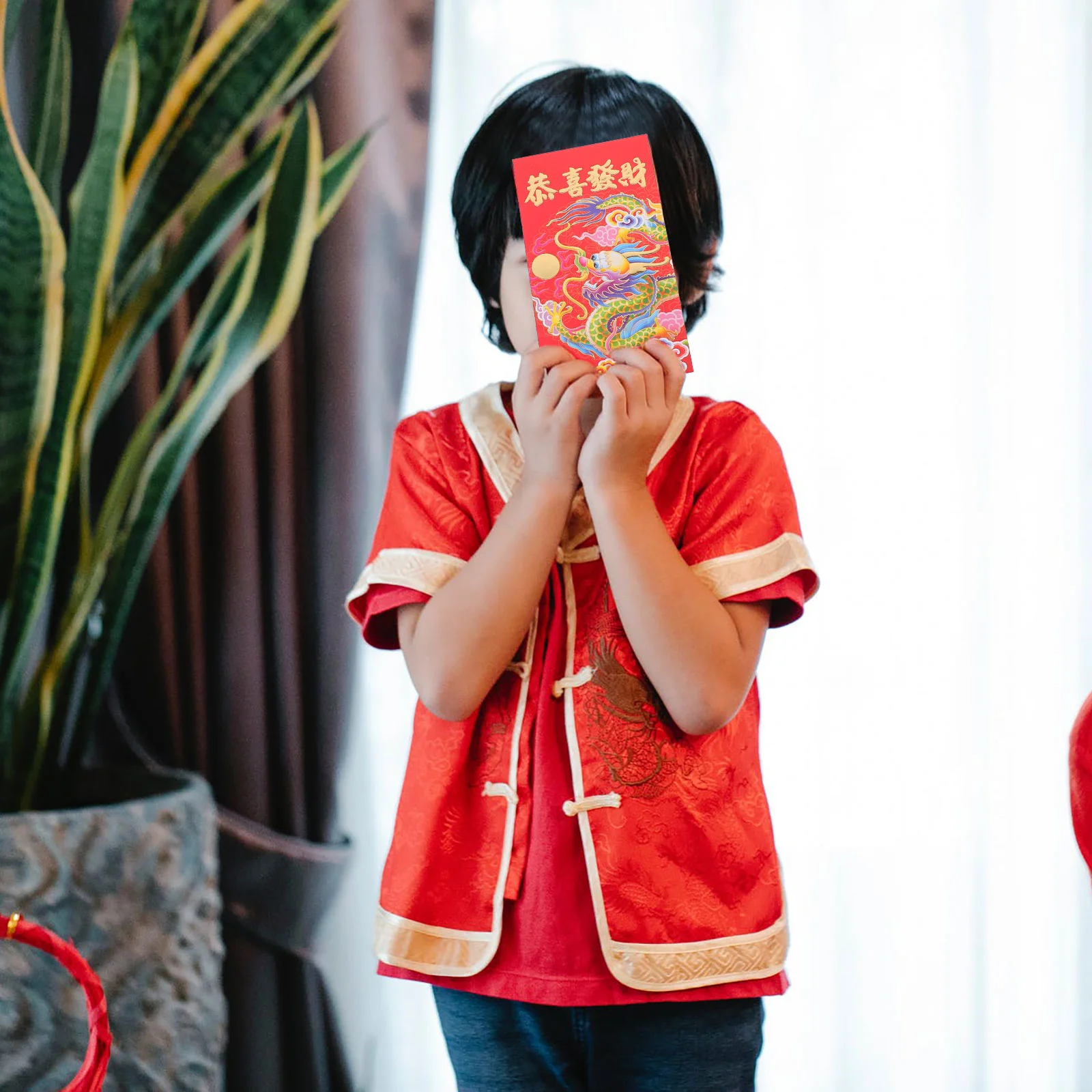 Lot d'Enveloppes Rouges à Motif de Dragon, Pochette en Papier Décorative du Zodiaque Chinois, 30 Pièces, 2024