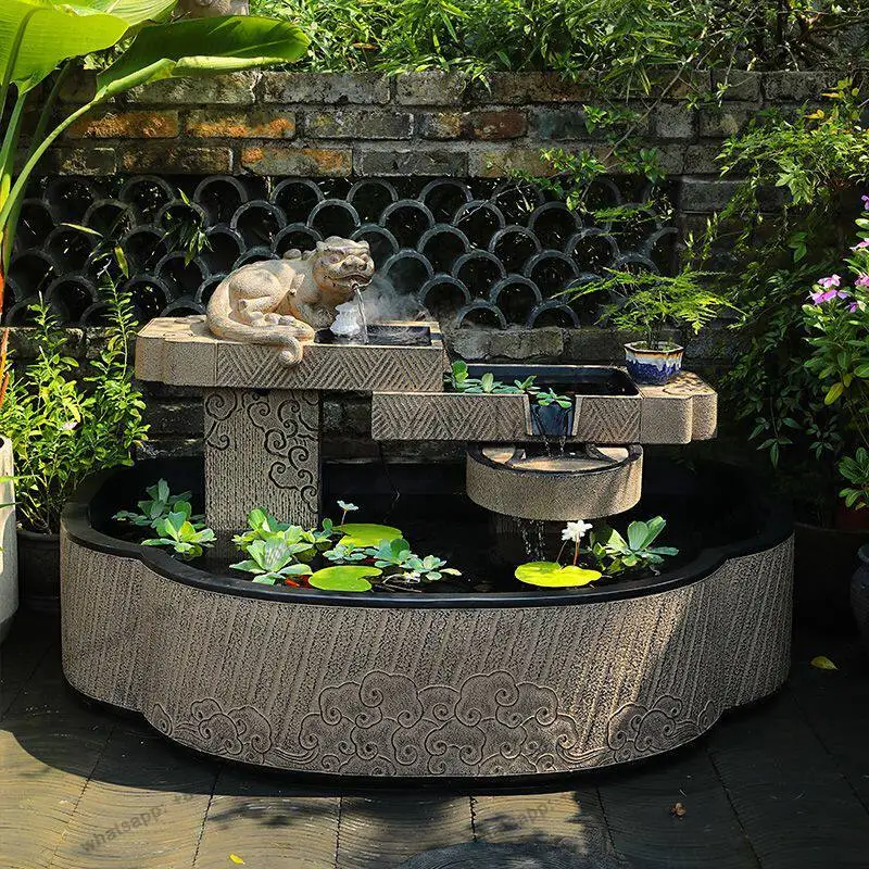 Garden Flowing Fish Pool Outdoor Terrace Circulating Water Large Fish Tank Landscaping Fountain Pool