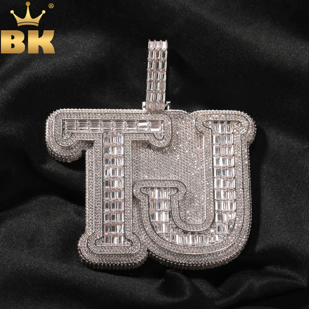 THE BLING KING Custom Big BaguetteCZ Name Pendant Necklace Micro Paved Out 5A Cubic Zirconia Chain Necklace Hiphop Jewelry