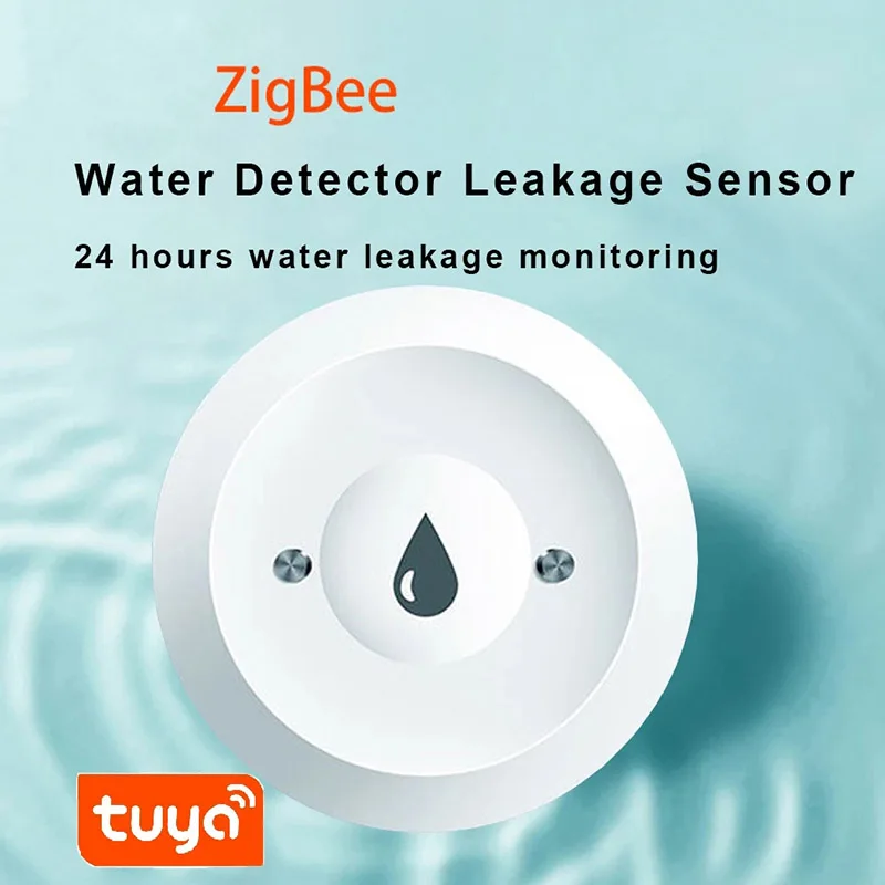 Tuya Zigbee Water Leak Detector Water Flood Sensor Smart Life App Alert Overflow Water Leakage Sensor for Kitchen/Bathroom