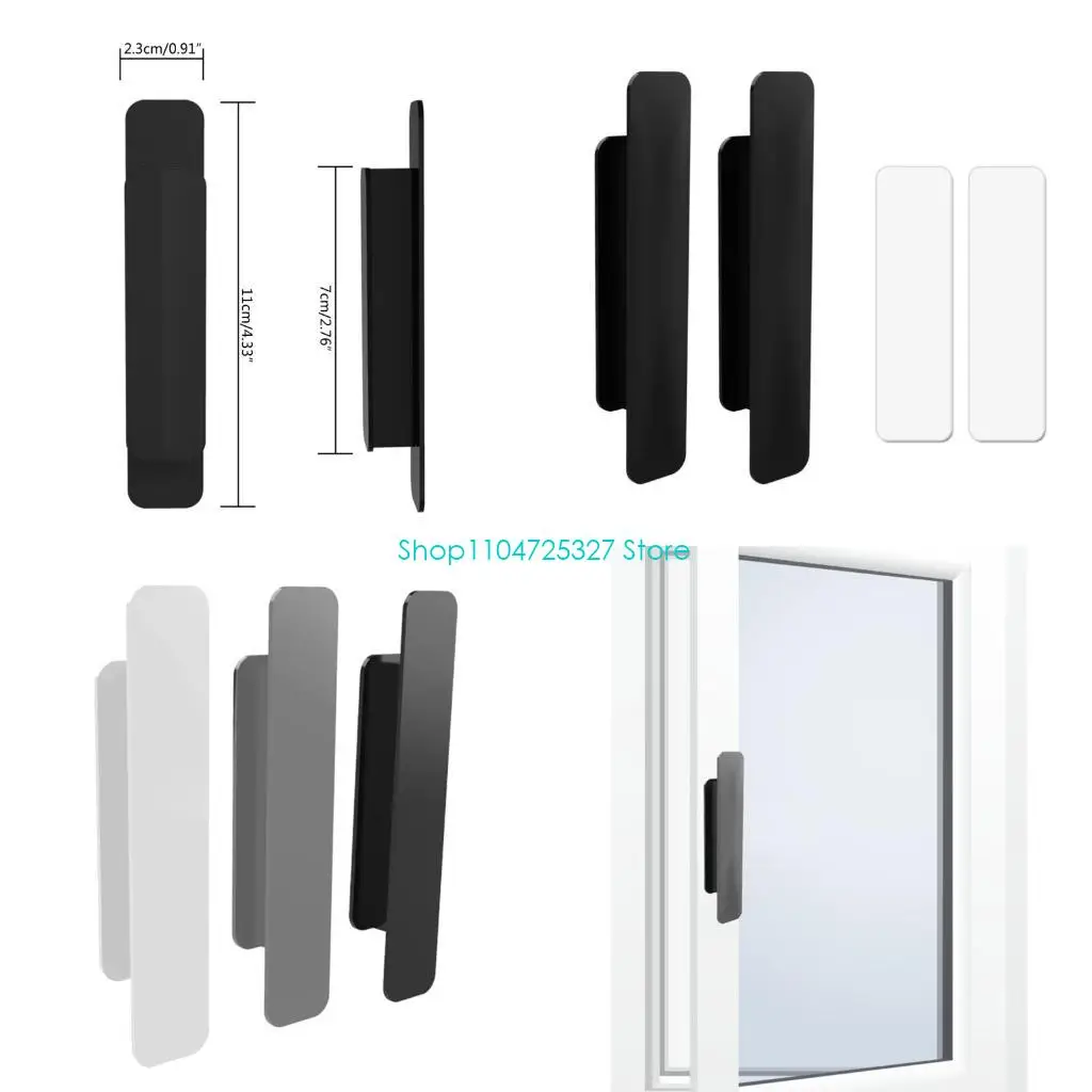 D8KF Pack of 2 Easy to Install Adhesive Door Handles Convenient Stylish Handles