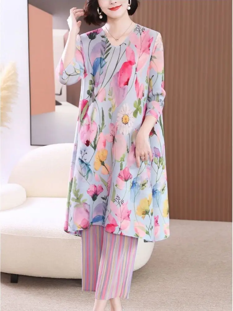 Leisure Women's Summer Dress New Wide Wife Fashionable Middle aged and Elderly Women's Loose One Piece Dress Women