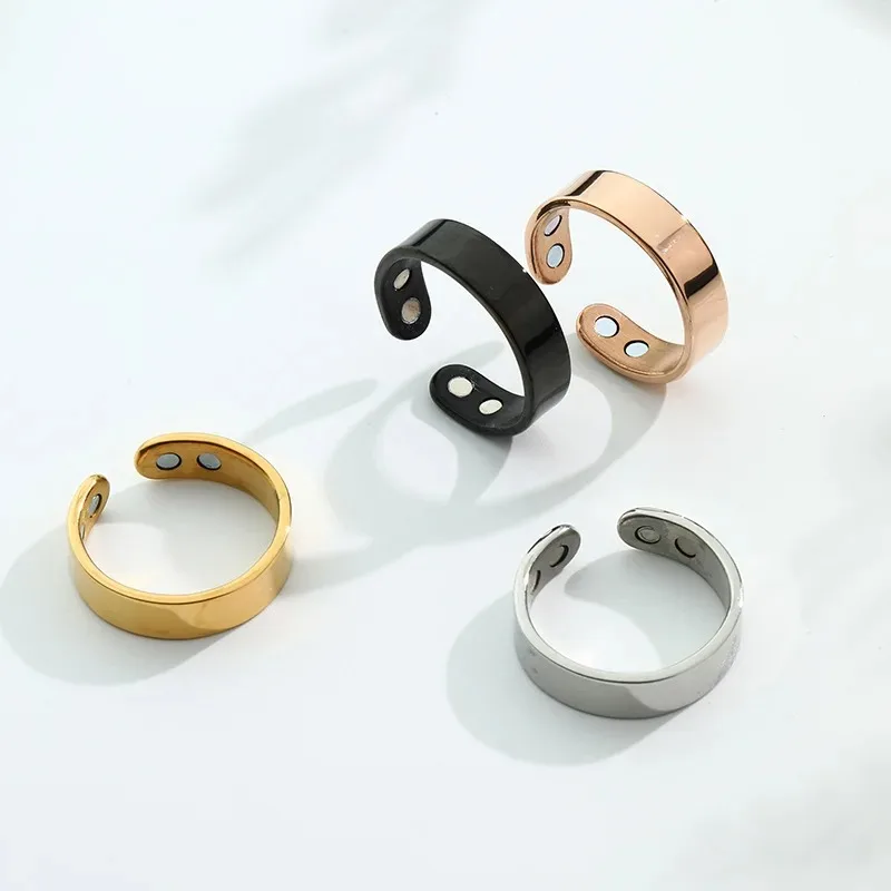 Trendy Stainless Anti Snoring Rings for Men Women Weight Loss Energy Adjustable Ring Sleeping Breath Health Treatment Jewelry