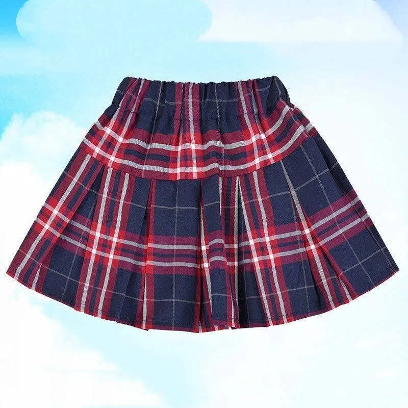 Summer 2026 New Teenager Girls JK plaid red Pleated skirt short checked Safety pants Children kids thin fashion 4 to 12 years
