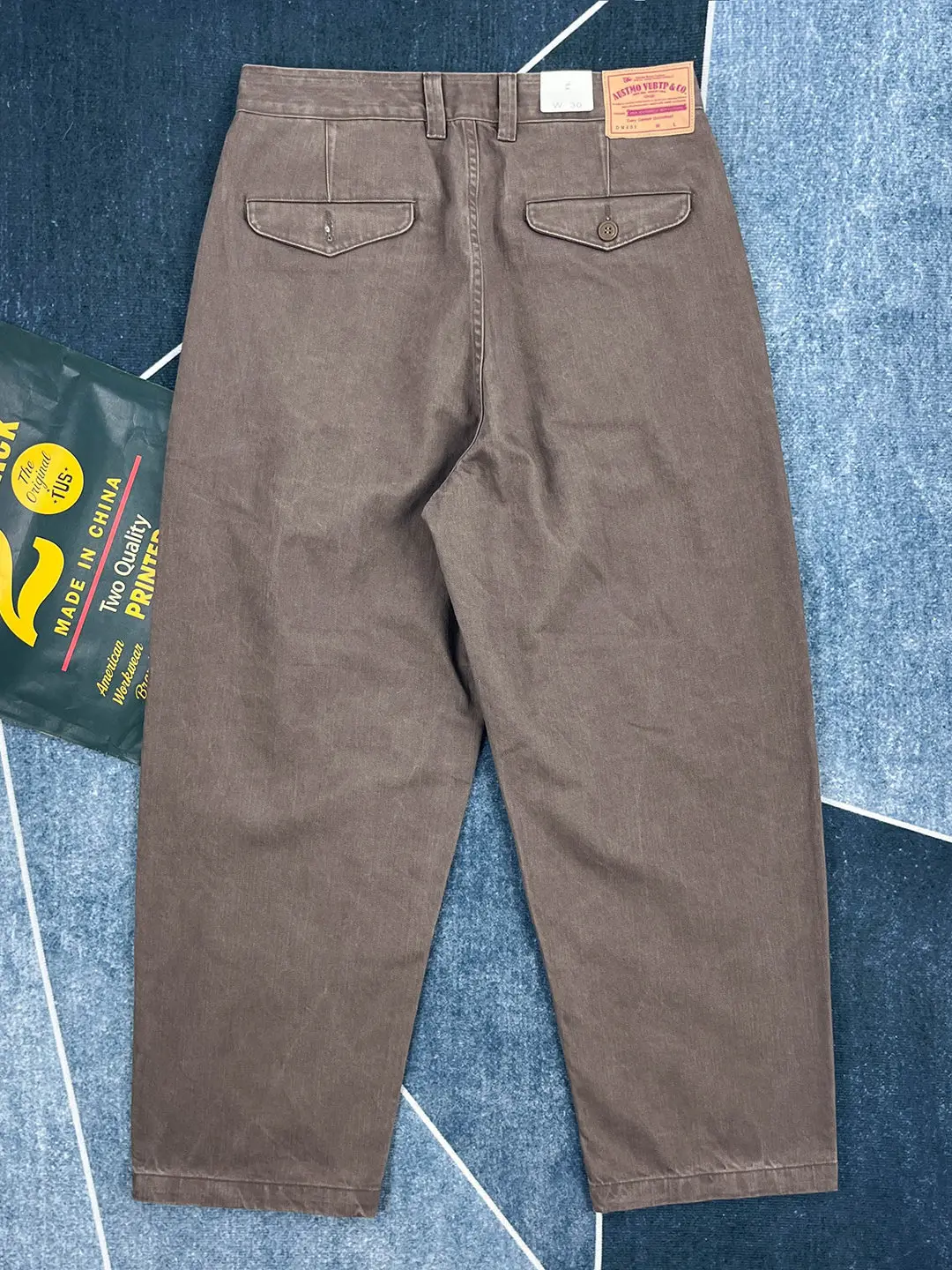 Vintage Heavyweight 100% Cotton Micro Tapered Loose Straight-Leg Japanese Workwear Style Casual Pants for Men Wide Leg Trousers