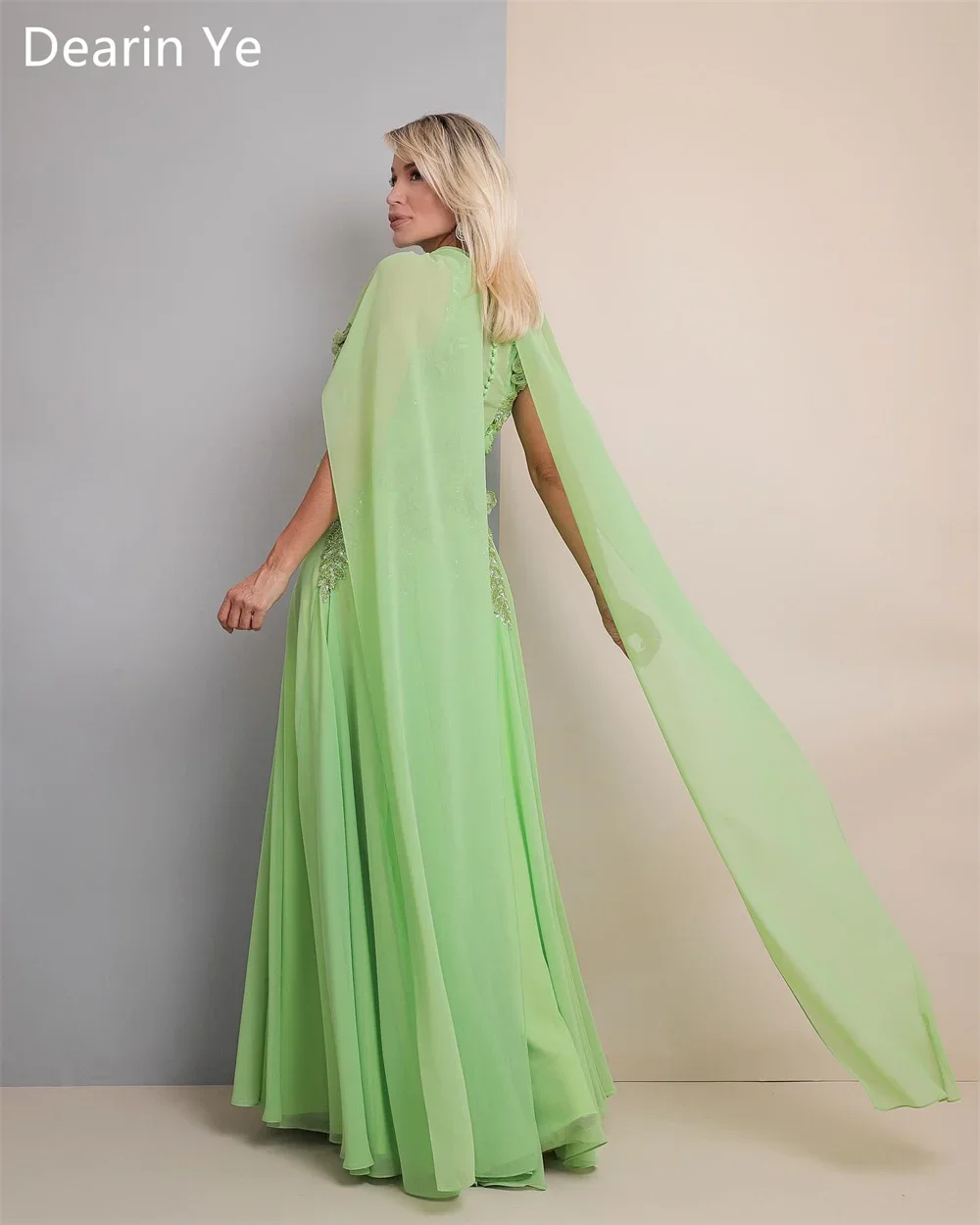 Vestido Formal personalizado para graduación, joya Dearin, corte en A, largo hasta el suelo, estola plegable, vestidos para ocasiones a medida, vestido de noche de Arabia Saudita