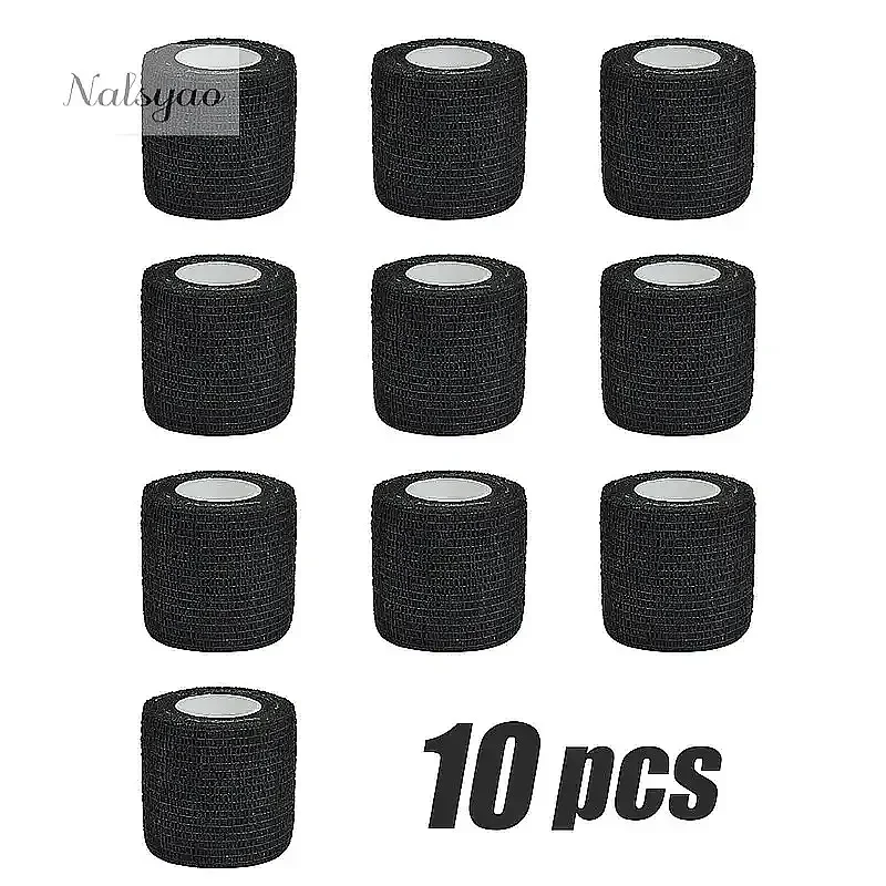 1/6Pcs 4.8m Black First Aid Self Adhesive Cohesive Elastic Bandage Sports Tape for Wrist Ankle Sprain Swelling Support