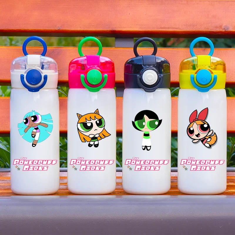 400ML The Powerpuff Girls Season Small Capacity Plastic Water Bottle Outdoor Leak Proof Water Cup Portable Straw Water Bottle