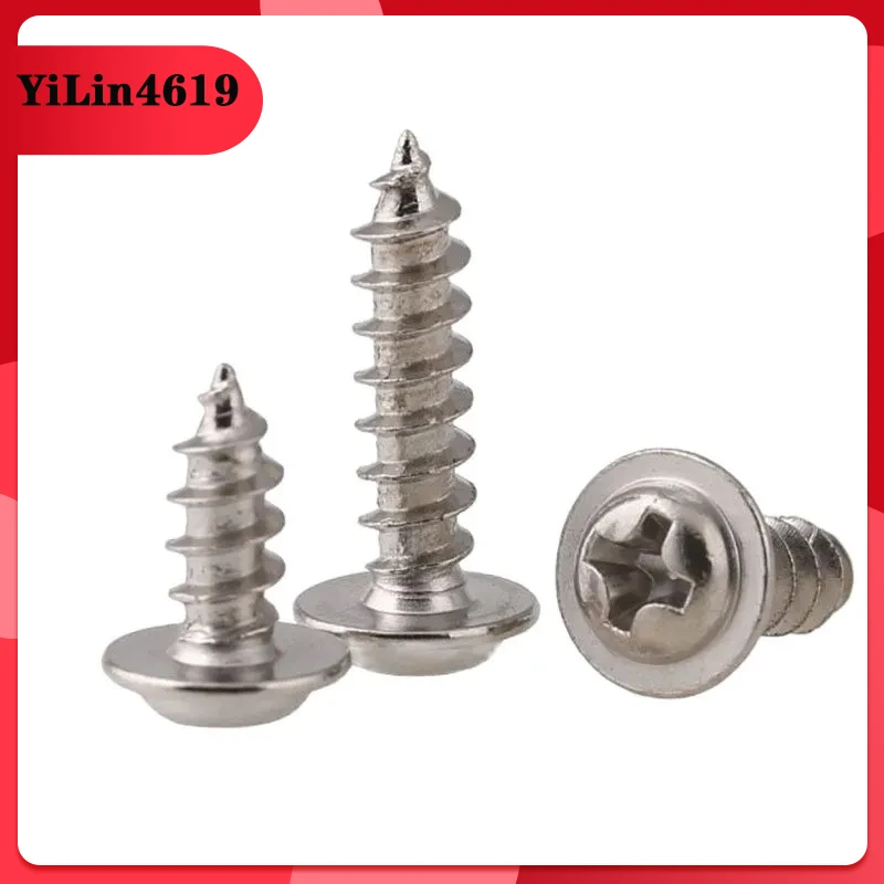 Cross Round Head with Gasket Self Tapping Small Screw Nail PWA Philip's Pan Head with Pad Tapping screw M1.4M1.7M2 100pcs