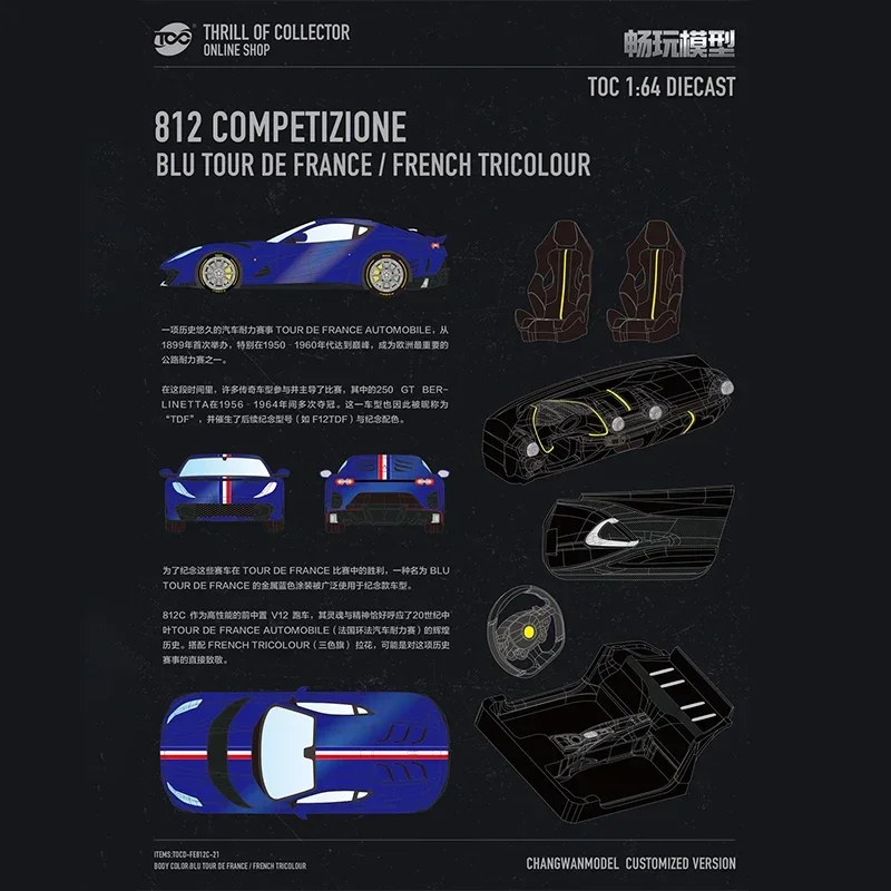 

In Stock TOC Fuelme 1:64 812 Competizione French Blue Diecast Car Model Collection Toys