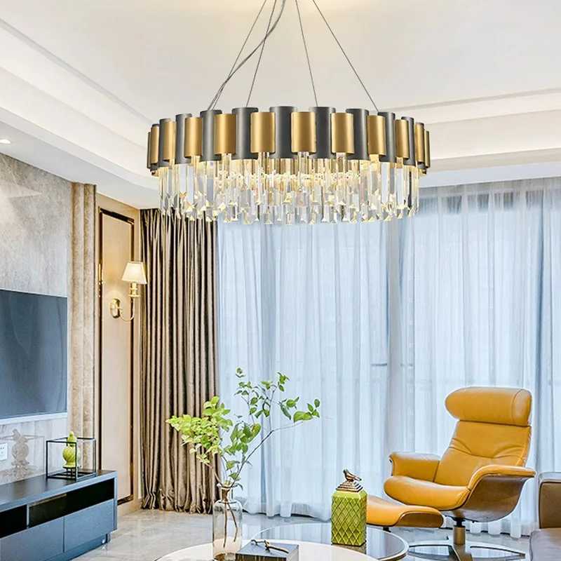 Crystal Chandelier for Living Room Dining Bedroom Hanging Lamps Circular Ceiling Chandelier Design Modern Suspension Chandelier