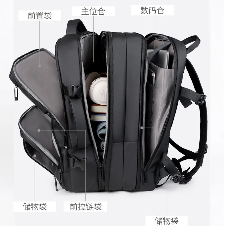 

Backpack Men's Full Open and Close Expandable Computer Backpack Large Capacity Travel Backpack