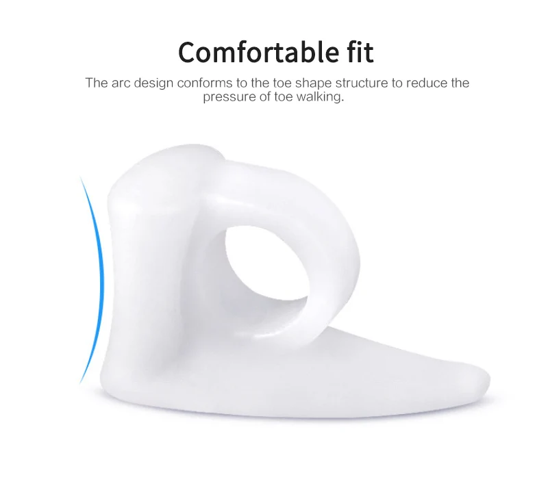 Séparateur d'orteils en Silicone, Durable, doux, correcteur d'éversion du pouce, soulage la douleur, sûr, utilisation répétée, outil de soins des pieds, 2 pièces