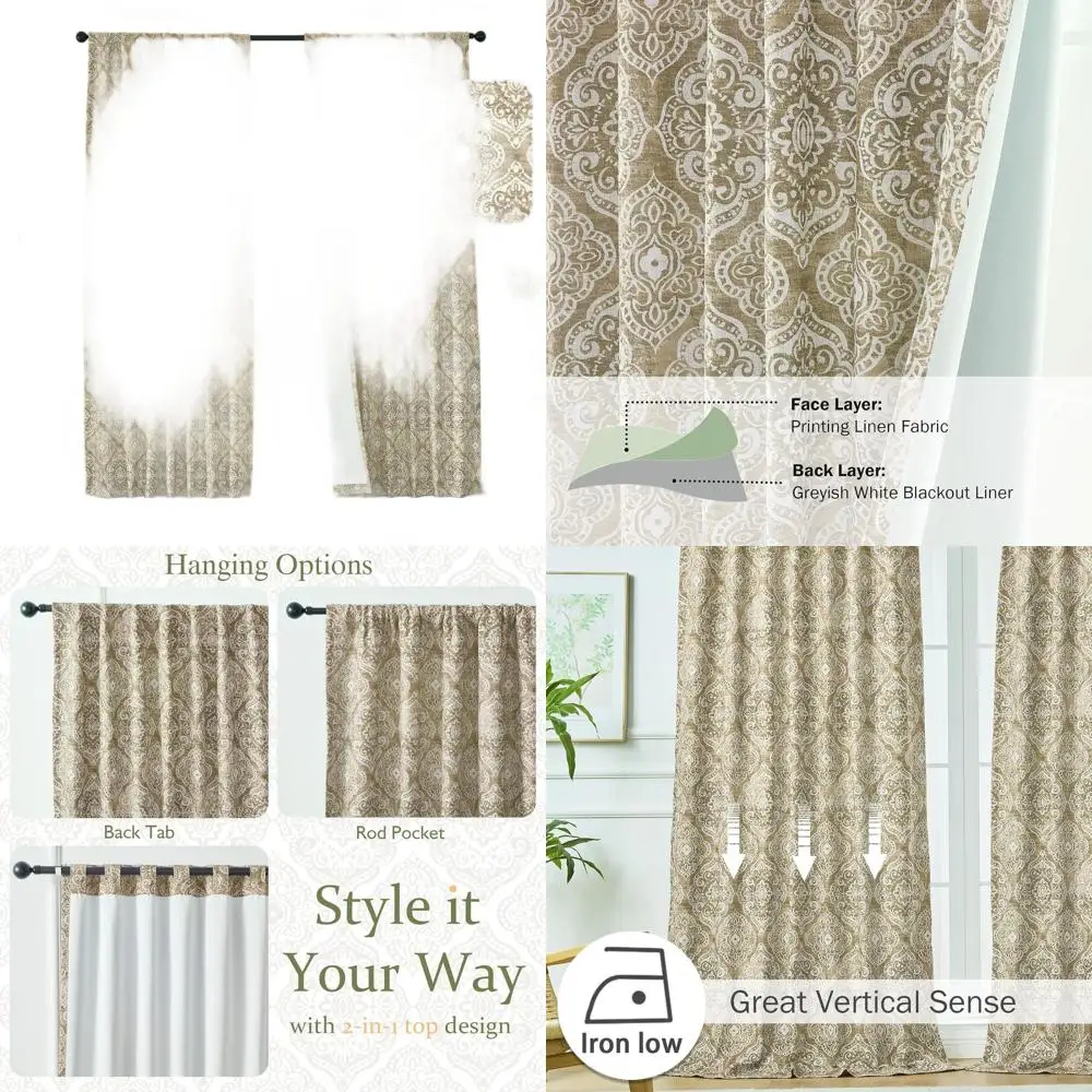 

Элегантные 96-термоизолированные двухслойные шторы, затемняющие бежевые панели для гостиной и спальни