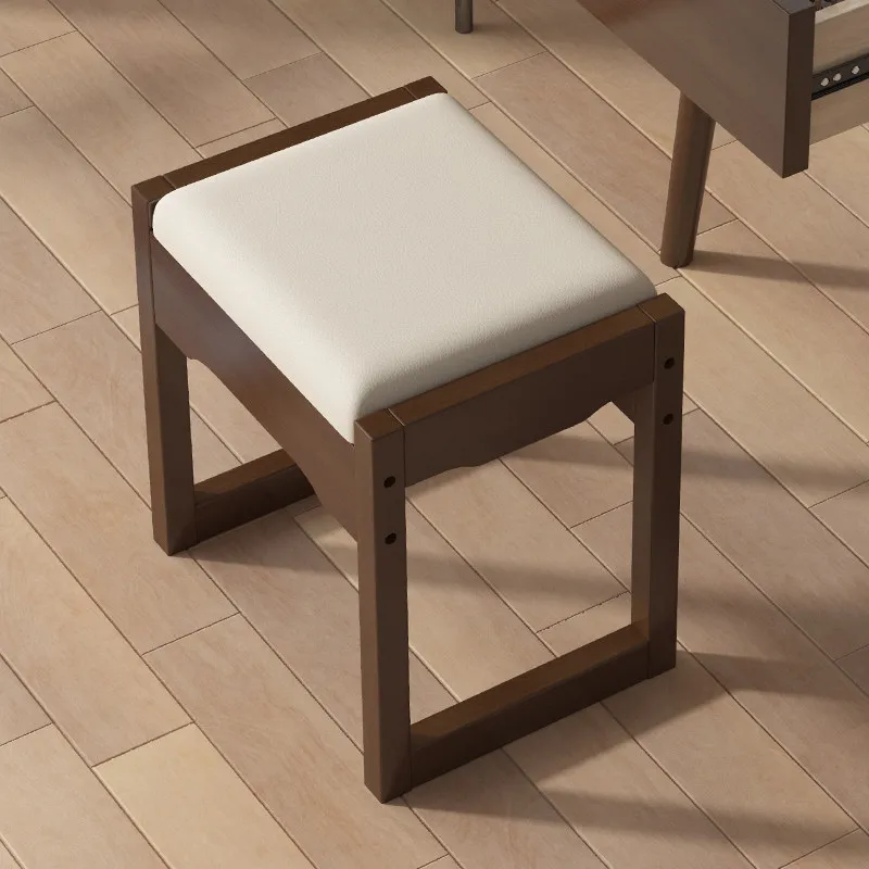 Nordic solid wood dressing stool household shoe changing stool modern simple square dining table stool soft bag girls bedroom ma
