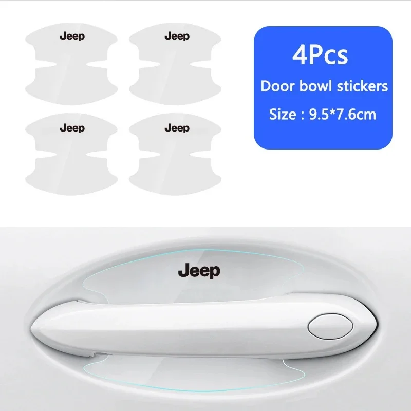 

Transparent Door Handle Bowl Protector Strip for Jeep Renegade Wrangler JK JL Grand Cherokee Compass Patrio Anti Collision Guard