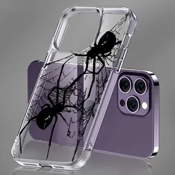 Spider Pattern Phone Case Transparent for IPhone 15 Pro Max Silcone Cases for IPhone 14 13 11 12 Mini XS X XR 7 8 Plus Cover