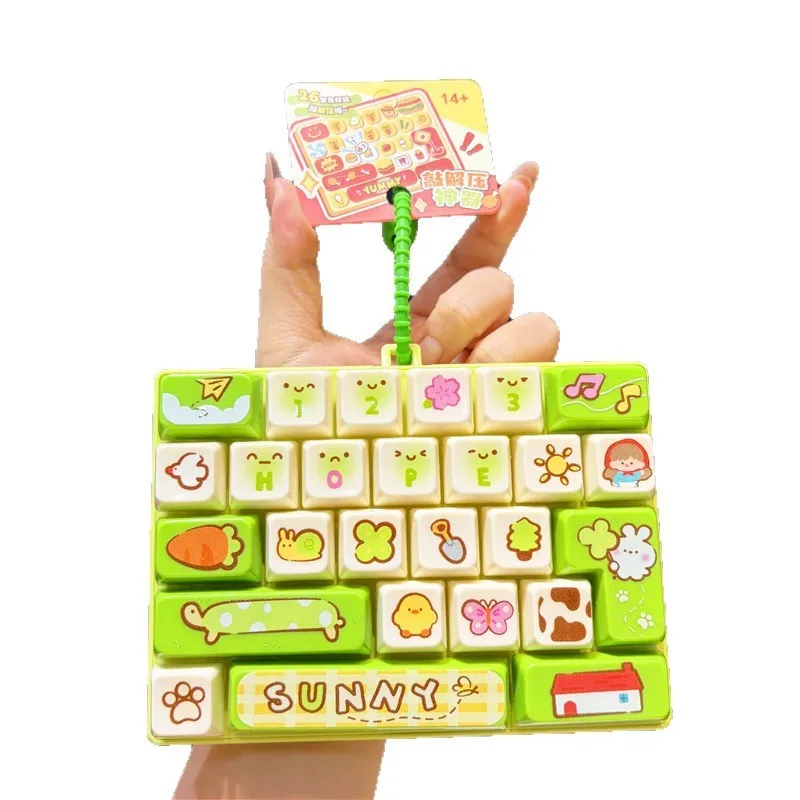 26 Keys Cartoon Animal Mini Keyboard Pop It Fidget Toy Portable Push Bubble Stress Relief Keychain Sensory Squeeze Toy Gift view 6